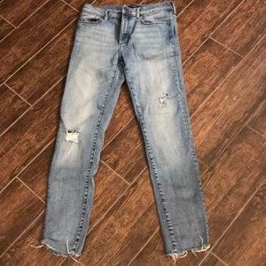 Banana Republic distressed skinny jeans.